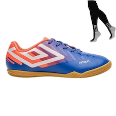 Kit Chuteira Futsal Umbro Action Jr e Meião - Infantil