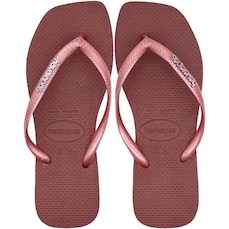 Chinelo Havaianas Slim Square Logo Metallic - Feminino