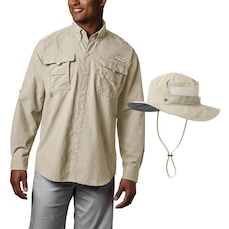 Camisa Manga Longa Columbia Bahamaii Fm7048 + Chapéu Columbia Bora Booney Ii - Masculina