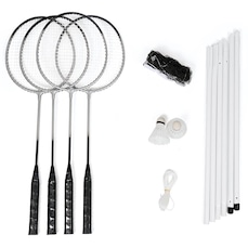 Kit Badminton Hyper com 4 Raquetes + 2 Petecas Rede + Postes