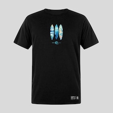 Camiseta Preta Plus Size Masculina Floral Surf Prime Wss