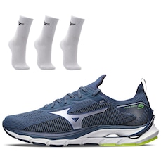 Tênis Mizuno Wave Mirai + 3 Pares de Meia Cano Médio - Masculino