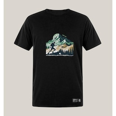 Camiseta Plus Size Masculina Preta Algodão Prime WSS Brasil Mountain Summit