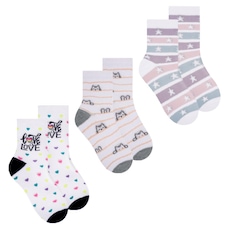 Kit 3 Pares De Meias Selene Soquete Cano Médio - Infantil