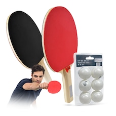 Kit ping pong Pista e Campo Tênis de mesa com 02 raquetes e 06 bolinhas