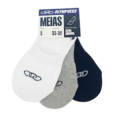 Meia Olympikus Ultra Invisivel Kit - 3 Pares - Feminina