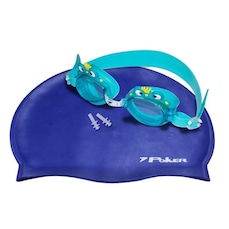 Kit Natação Óculos + Touca + Protetor de Ouvido Poker Cartoons - Infantil