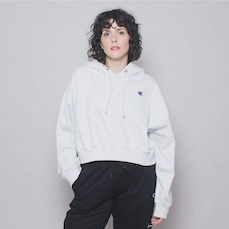 Blusão de Moletom Champion Canguru Cropped Logo C Embroidery - Feminina