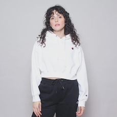 Blusão de Moletom Champion Canguru Cropped Logo C Embroidery - Feminina