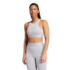Top Fitness Suporte Médio Gola Alta adidas Techfit - Feminino