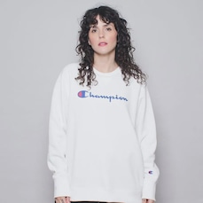 Blusão de Moletom Champion Felpado Boyfriend Logo Script Ink - Feminino