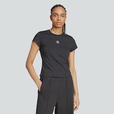 Camiseta Adidas Essentials Slim Feminina Preta e Branca