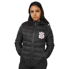 Jaqueta Feminina Corinthians Coimbra Puffer Símbolo com Capuz