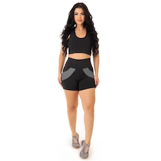 Short Academia Feminino Suplex Levanta Bumbum Cintura Alta