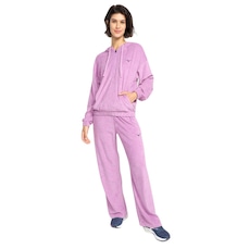 Agasalho Feminino Jaqueta Calça Plush Mizuno Soul Fit Lilás