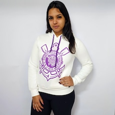 Blusão de Moletom do Corinthians Símbolo Coimbra com Capuz Feminino
