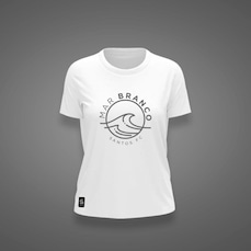 Camiseta do Santos Mar Branco Estampa Zé Carretilha Feminina