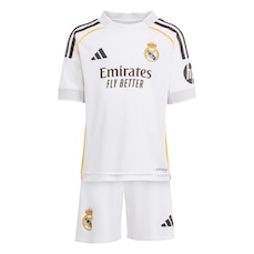 Kit Uniforme de Futebol Infantil do Real Madrid I 25/26 Adidas