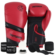 Kit Luva Boxe Muay Thai Elite Pretorian + 2 Par Bandagem + Bucal