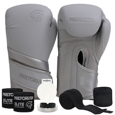 Kit Luva Boxe Muay Thai Elite Pretorian + 2 Par Bandagem + Bucal