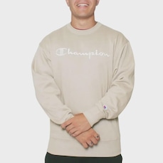 Blusão de Moletom Careca Masculino Champion Script Autumn Beige