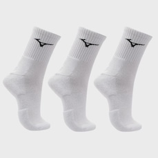 Meia Cano Médio Mizuno Prime Tam. 33 a 38 com 3 Pares Unissex