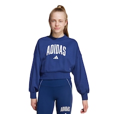 Blusão de Moletom com Gola Redonda Infantil Adidas Essentials Sazonais Tipografia Universitário