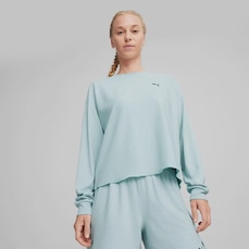 Blusão de Moletom Feminino Puma sem Capuz Unwind Pullover