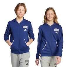 Blusão de Moletom Infantil Adidas Zíper Seasonals Essentials Collegiate
