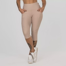 Calça Corsário Cintura Alta Recortes Bolso - Feminina
