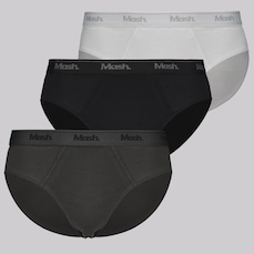 Kit 3 Cuecas Slip Mash Algodão Masculinas
