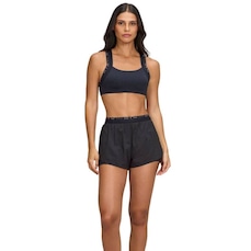 Short Feminino Alto Giro Sobreposto Cós Elástico