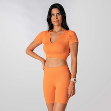 Conjunto Fitness Short Cropped Canelado Alma Genius Feminino