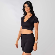 Conjunto Fitness Short E Cropped Canelado Alma Genius Feminino