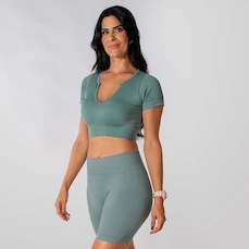 Conjunto Fitness Short E Cropped Canelado Alma Genius Feminino