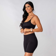 Conjunto Short Top Alça Regulavel Canelado Alma Genius Feminino