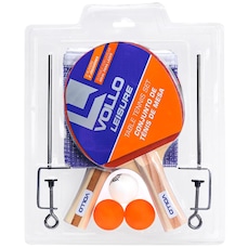 Kit de Tênis de Mesa Vollo VT710 com 2 Raquetes e 3 Bolinhas Rede e Suporte