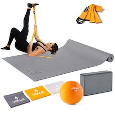 Kit Pilates Vollo Fita + Tapete + Faixas + Tonificadora + Bloco