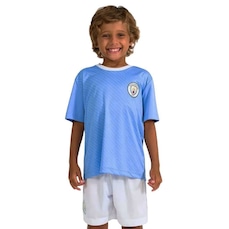 Kit Uniforme de Futebol Infantil Jogo Braziline Mini Craque Manchester City