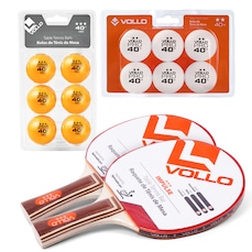 Kit Ping Pong Vollo 2 Raquetes Impulse + 6 Bolas Brancas + 6 Bolas Laranjas