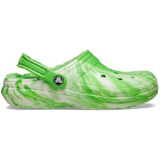 Sandália Unissex Crocs Cls Lined Clog Glow Dark Mbld Green Slime