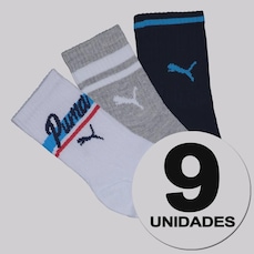Kit Meia Puma Cano Longo 9 Pares Infantil Sortida