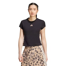 Camiseta adidas M/C Stripes Animal Print Feminina