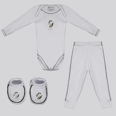 Kit Body Longo Calça e Pantufa Infantil Vasco