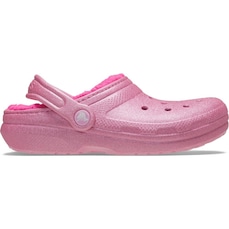 Sandália Crocs Classic Lined Glitter Clog K Pink Tweed Infantil
