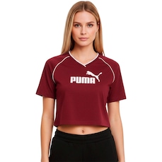 Blusa Cropped Puma Ess Relaxed Football Ruby Shimmer Feminina