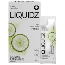 Eletrólitos LIQUIDZ® Zero Açúcares - Sabor Limonada Tropical - Kit 1 Caixa c/ 6 sachês