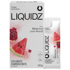 Eletrólitos LIQUIDZ® Zero Açúcares - Sabor Melancia com Romã - Kit 1 Caixa c/ 6 sachês