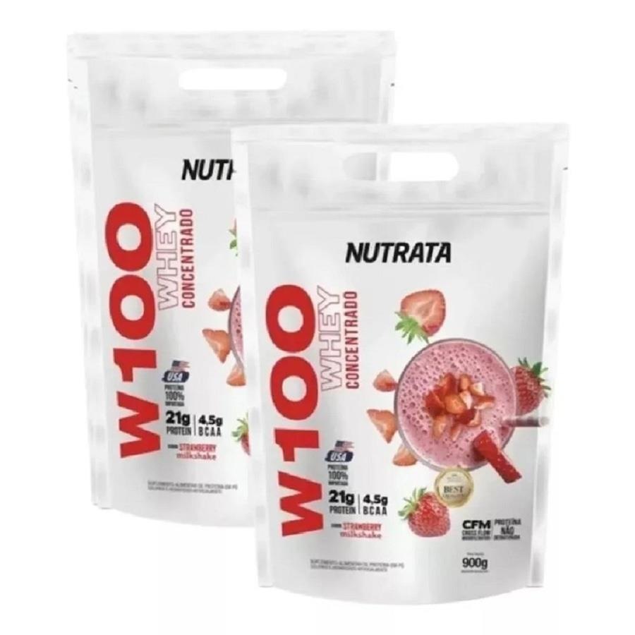 Kit W100 Whey Concentrado 100 Nutrata Refil Baunilha 900g 2