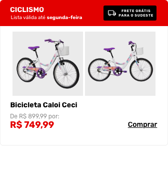 Bicicleta Caloi Ceci com frete grátis para o sudeste